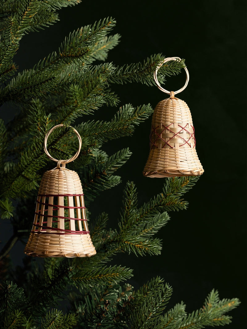 Woven Bell Set of 3 Bamboo Rattan Sciona Akon | Christmas Tree Ornament ...