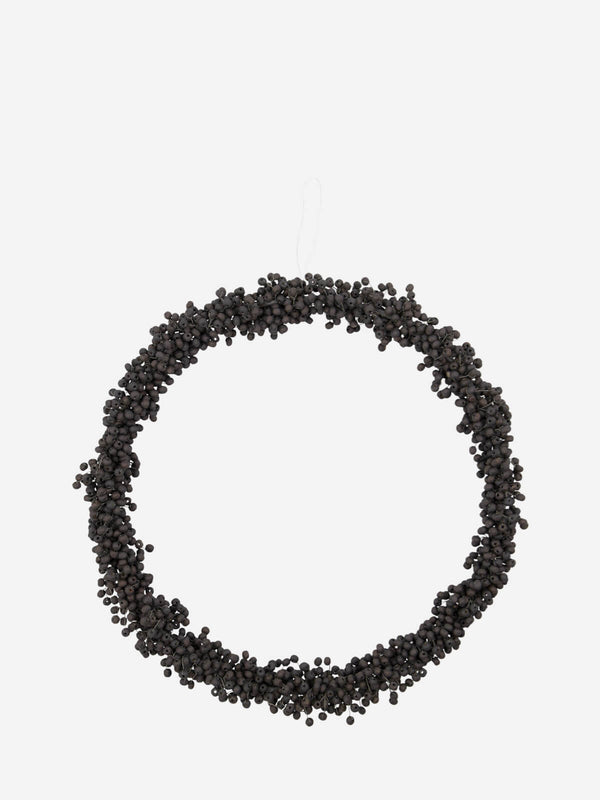 Black wreath large wooden beads.