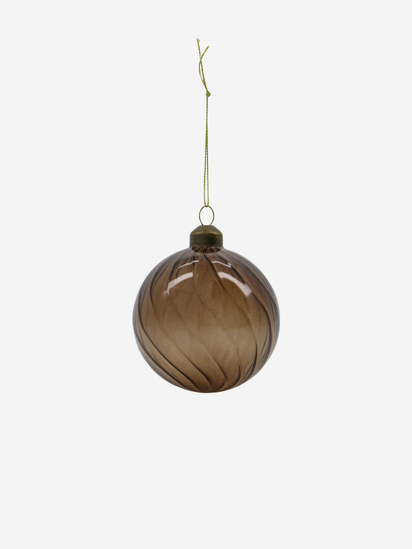 Brown Christmas bauble made from glass.