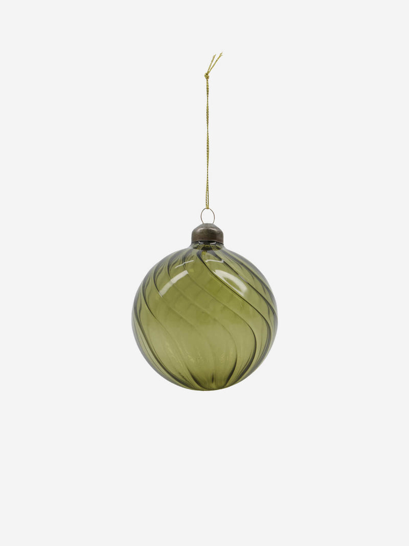 Green Christmas bauble made from glass.