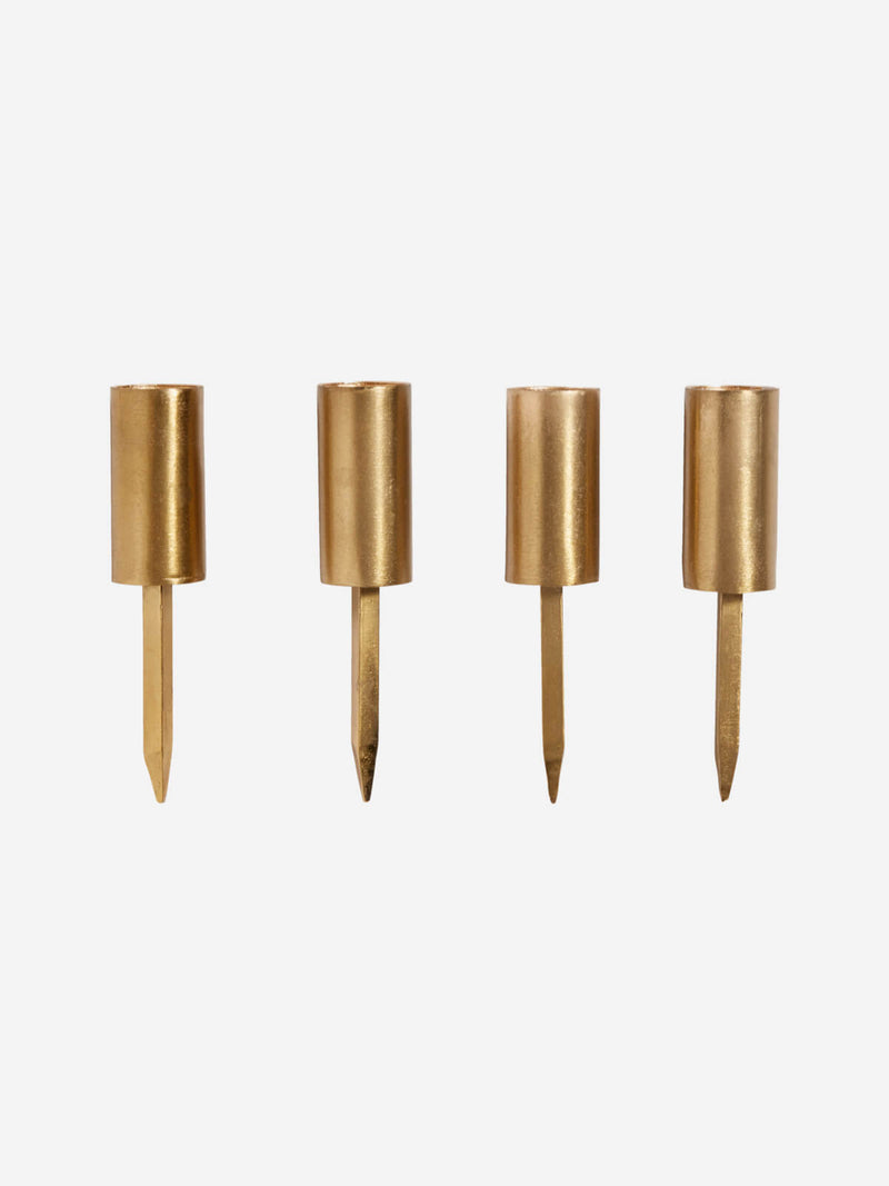 Set of 4 gold candle spikes.