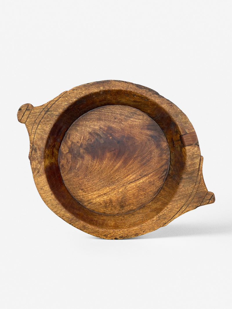 Wooden bowl with handles on a white background by THATCH Living