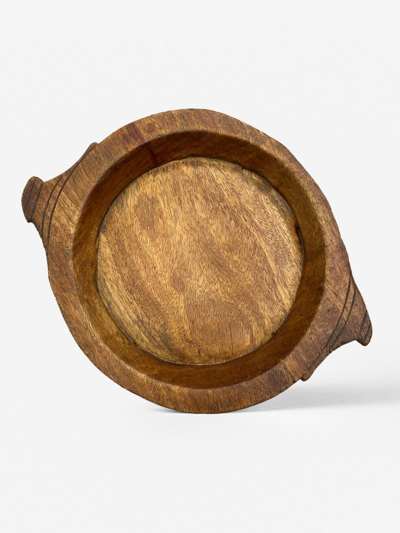 Wooden bowl with handles on a white background by THATCH Living