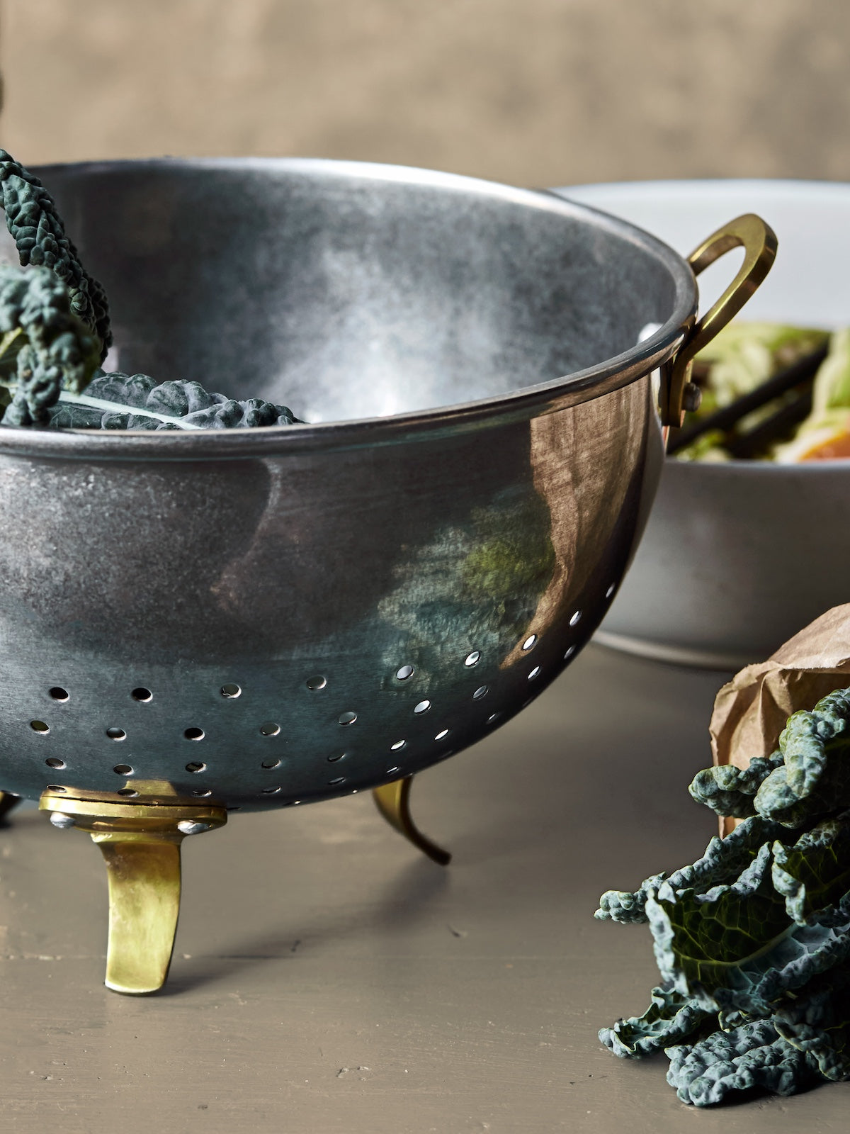 Antique metal colander discount