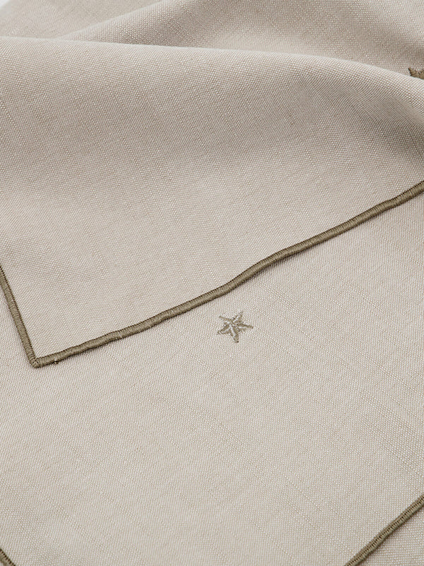 Christmas beige tablecloth with stars embroidery