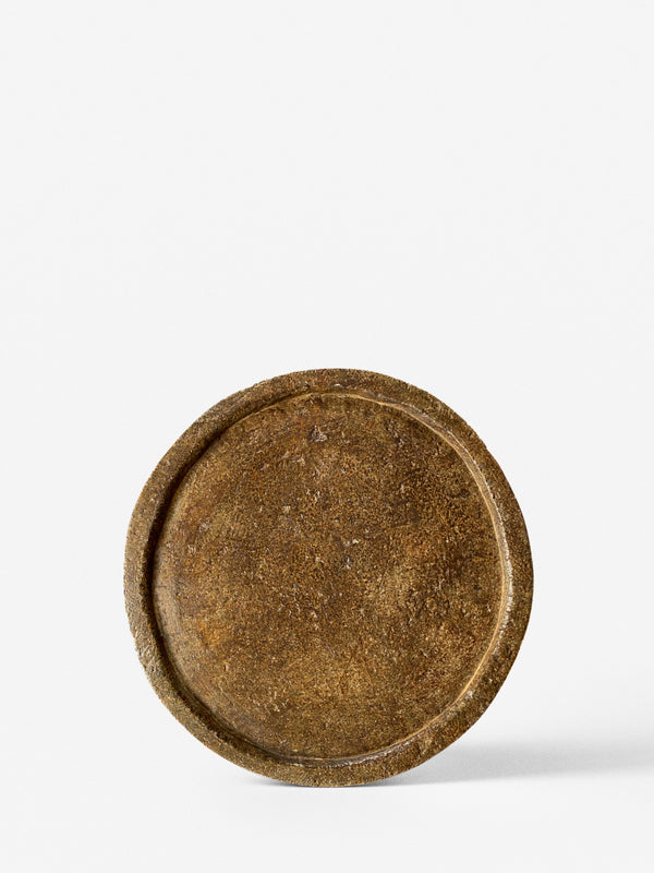 vintage stone plate dosa tawa decorative plate in rustic black from THATCH Living in a white background.