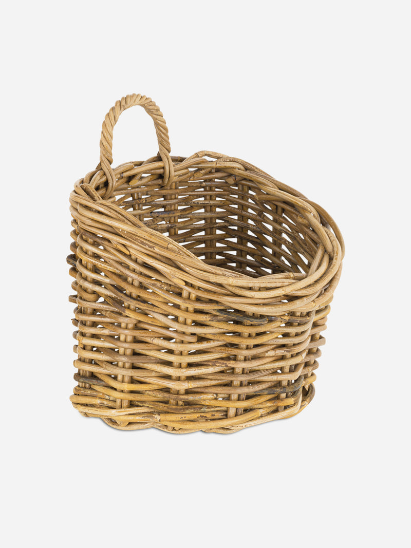 A THATCH Living wall hung Wicker basket with a handle on a white background