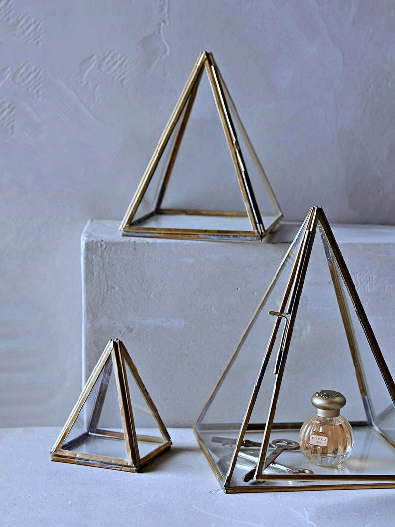 Visual Display Pyramid Bequai Antique Brass and Glass Display Pyramid Medium | Sustainable ...