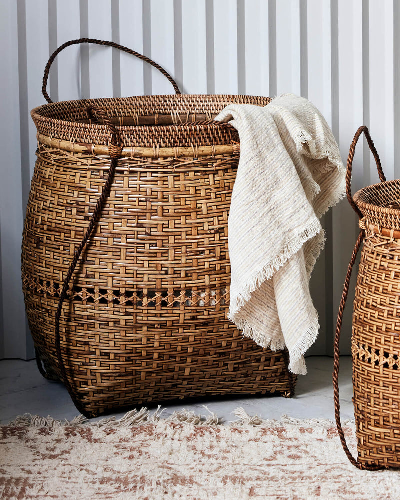 Kuta Basket Set Nature Indah Rattan Bamboo Storage Baskets – THATCH