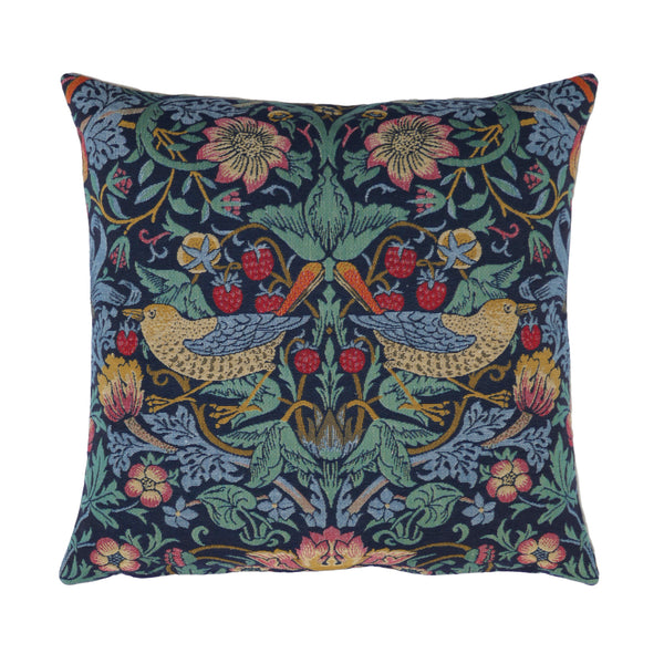 William Morris Strawberry Thief Blue Birds Tapestry Cushion