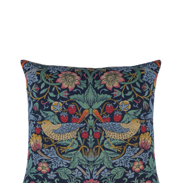 Cuscino Decorativo Quadrato 45x45 Cm - Federa In Tessuto Con Design Strawberry Thief Di William Morris - Blu